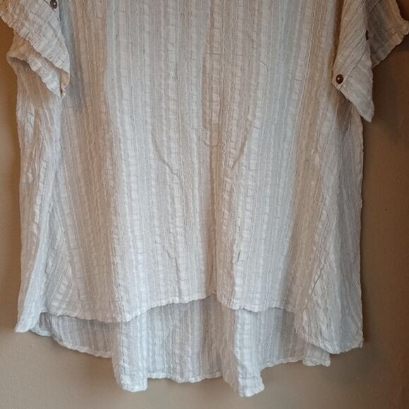 SpiritHouse Light Cotton Lagenlook Breezy Short Sleeve High Low Top Size L/XL - Picture 3 of 8